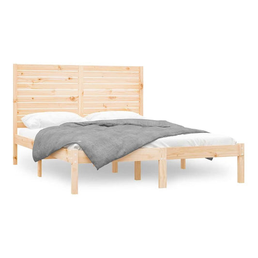 Bed Frame without Mattress Solid Wood Length 200 cm Natural 140 cm