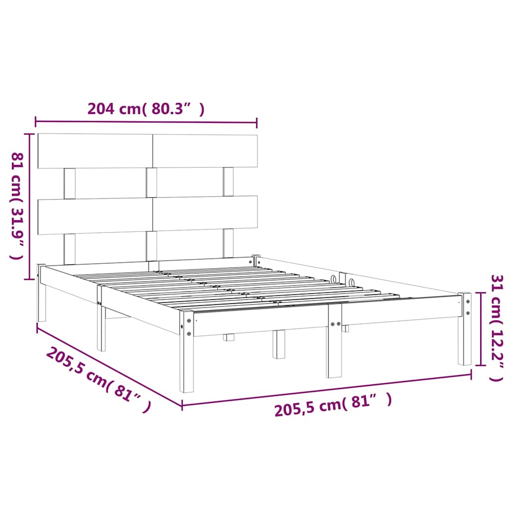 Bed Frame without Mattress Solid Wood Length 200 cm White 200 cm