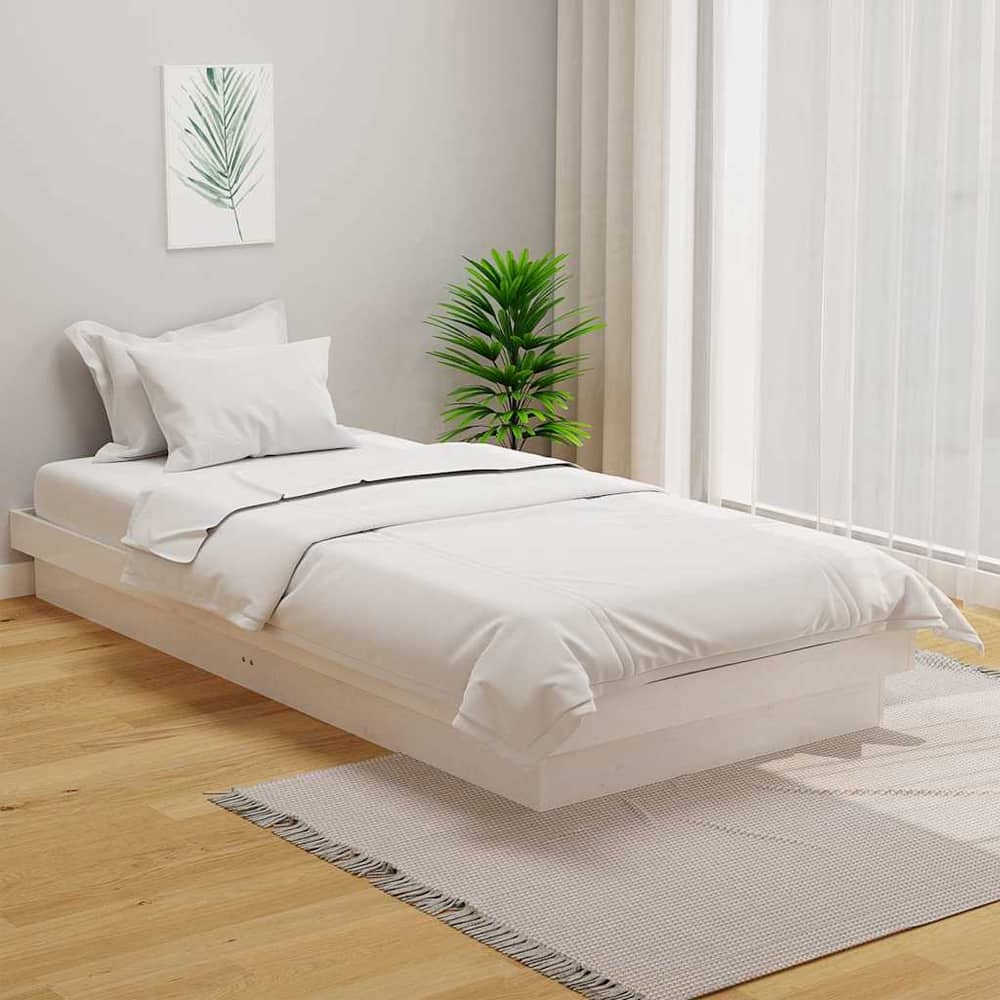 Bed Frame without Mattress Solid Wood Length White