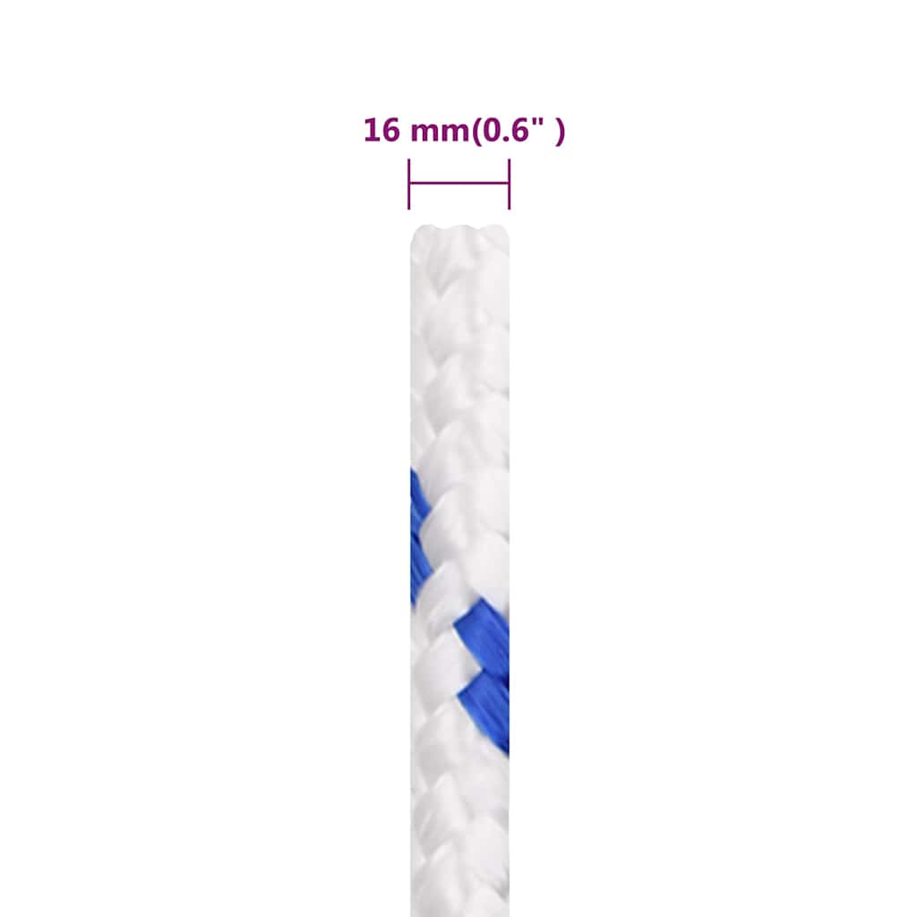 vidaXL Boat Rope White 16 mm 100 m Polypropylene 6