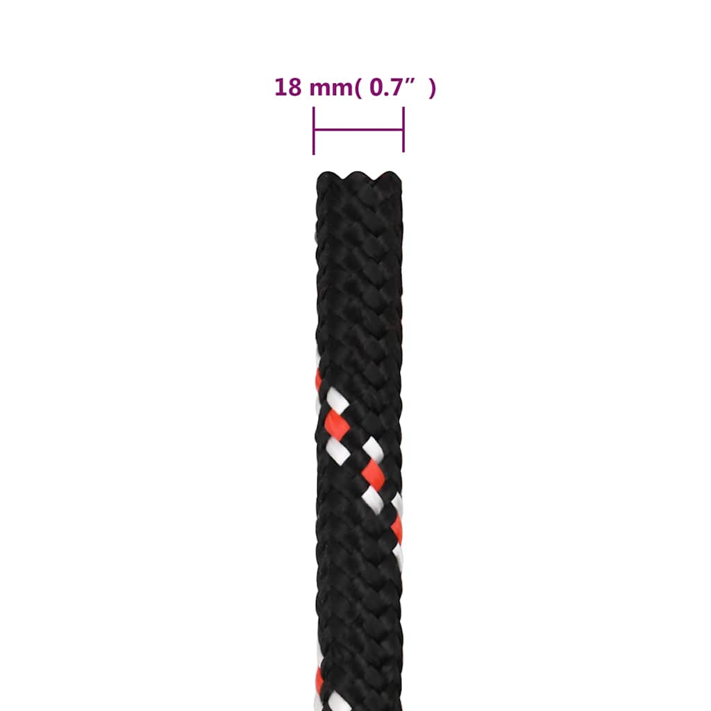 vidaXL Boat Rope Black 18 mm 100 m Polypropylene 6