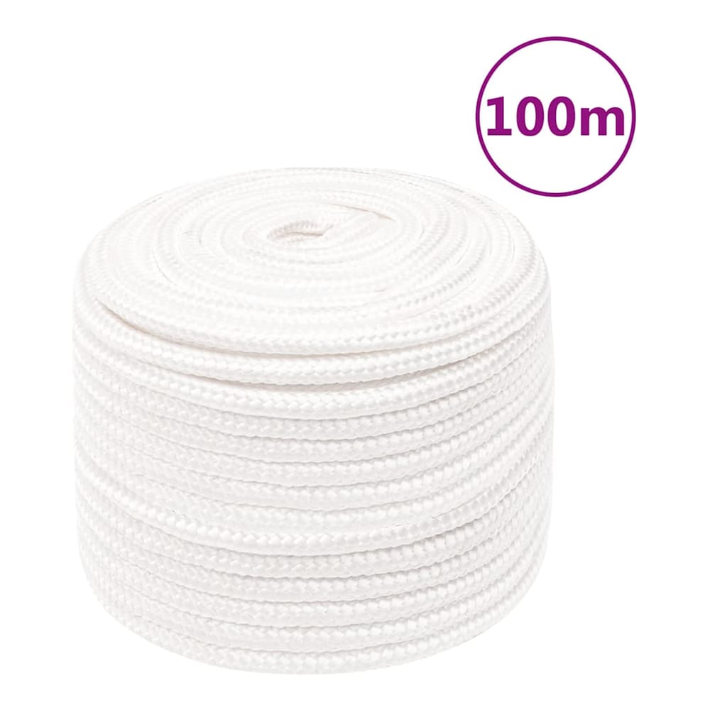 vidaXL Boat Rope Full Polypropylene Length 100 m White