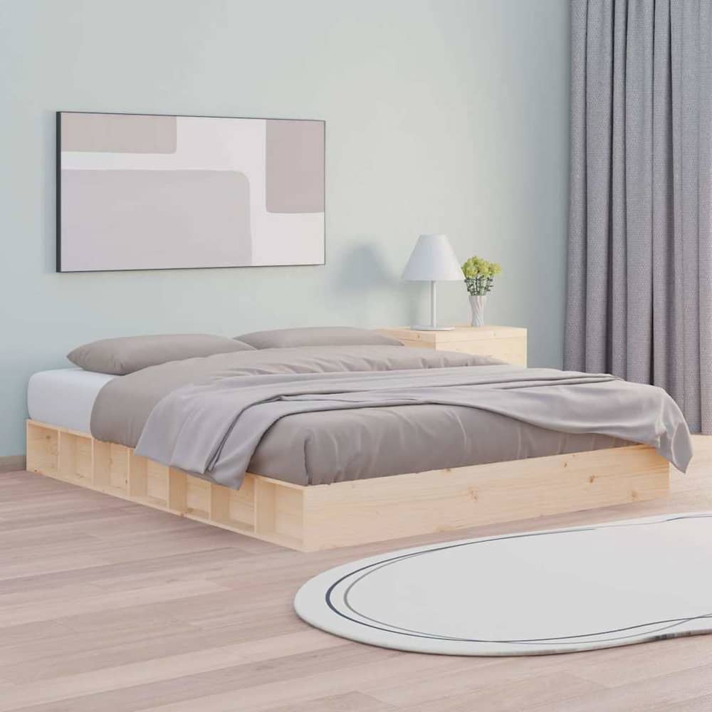Bed Frame without Mattress Solid Wood Length Natural