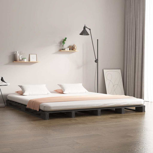 Pallet Bed without Mattress Solid Wood Length Grey