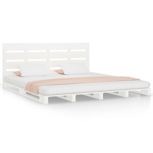 Bed Frame without Mattress Solid Wood Pine Length 200 cm White 180 cm
