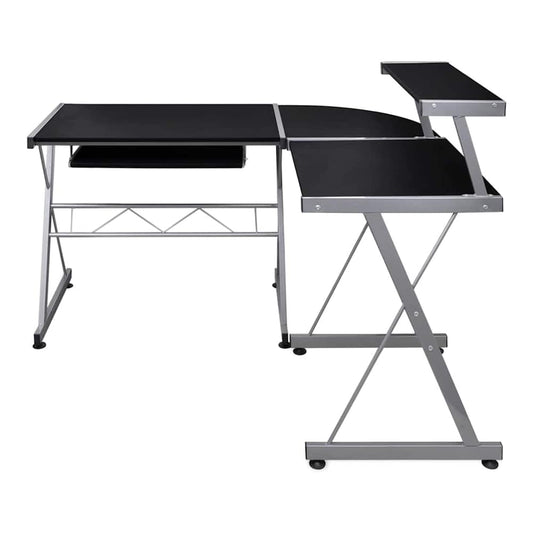 Corner Computer Desk 132x112x99 cm Engineered Wood Black