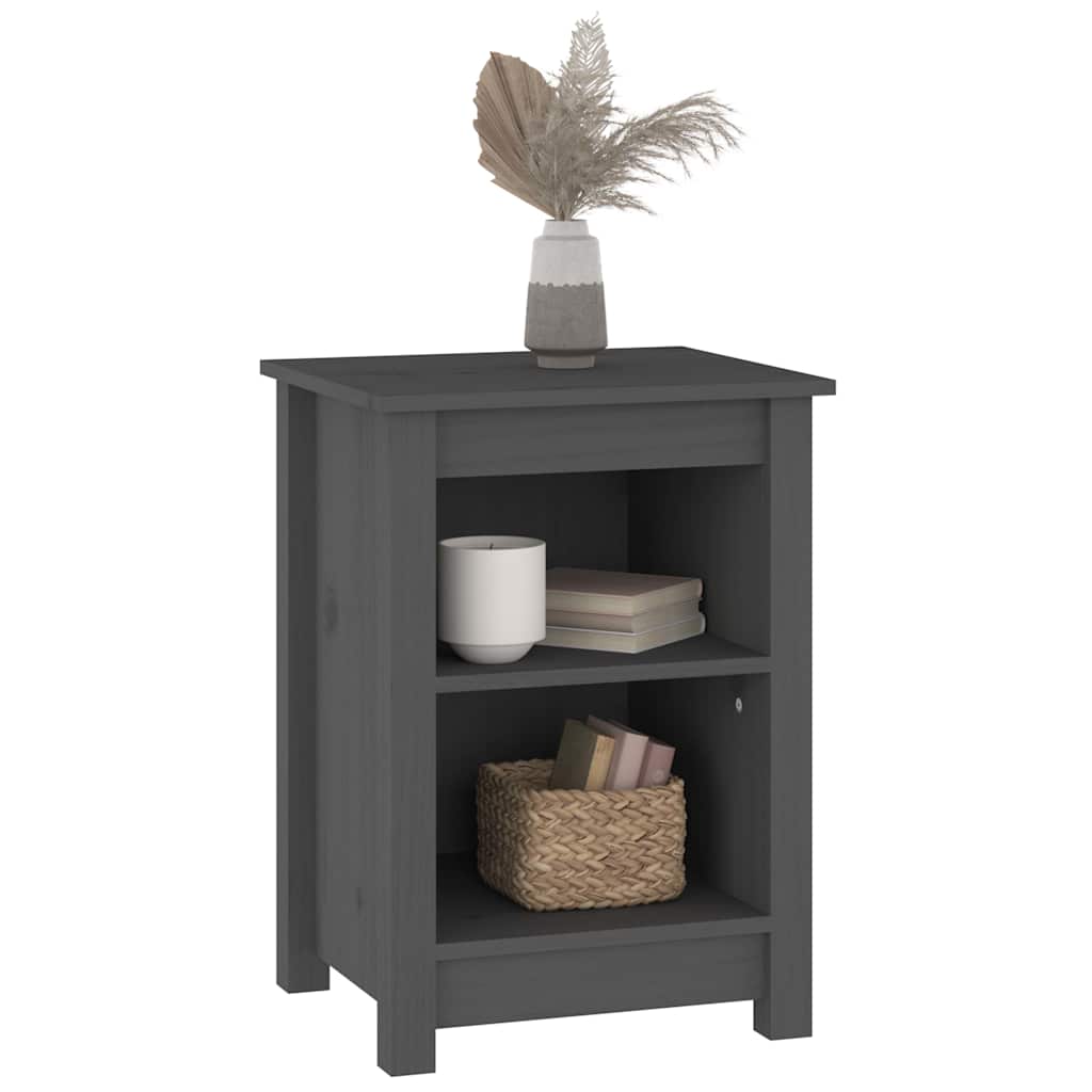 vidaXL Bedside Cabinet | Set of 2 | Grey | Solid pine wood | 40x35x55 cm 6