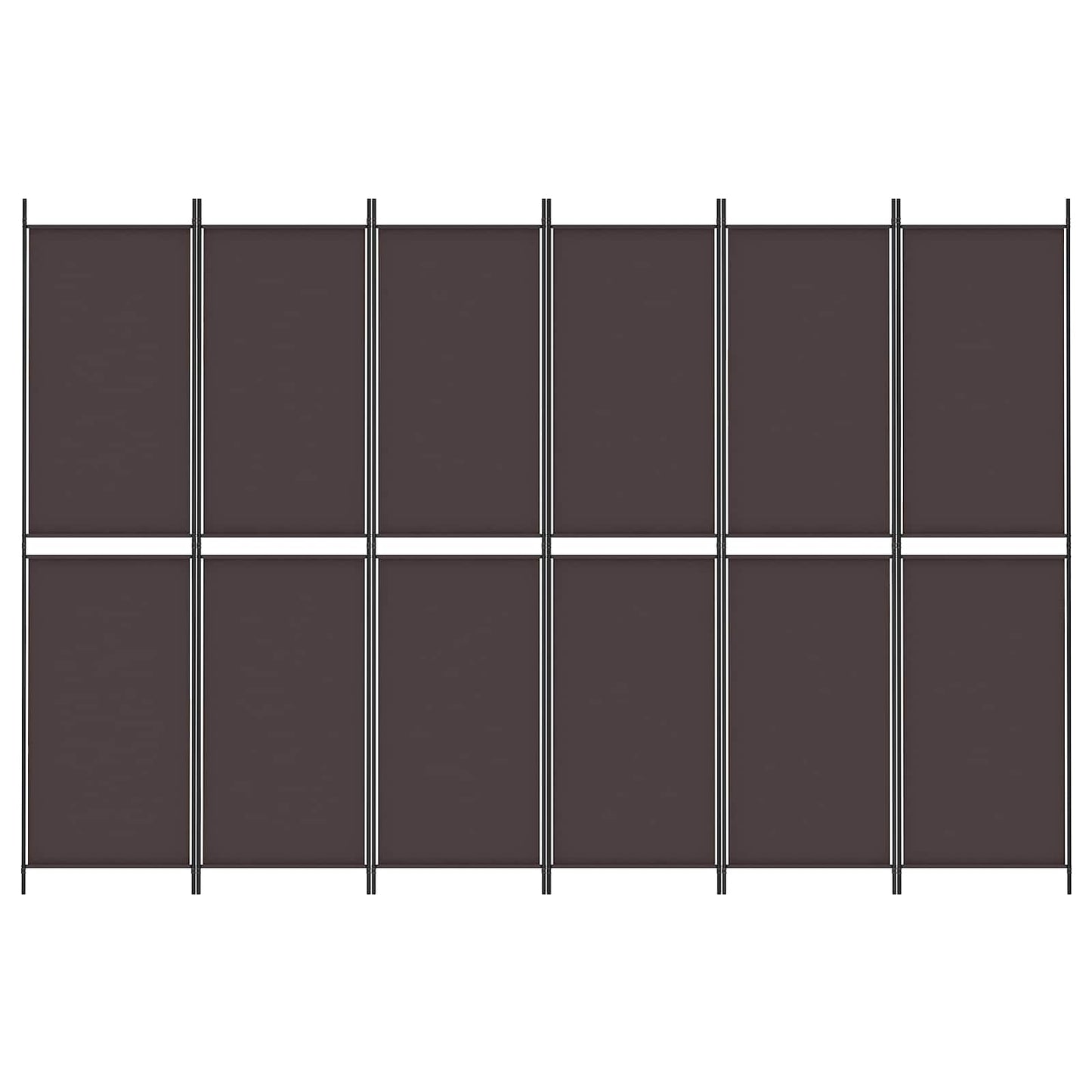 vidaXL 6-Panel Room Divider Brown 300x200 cm Fabric 6