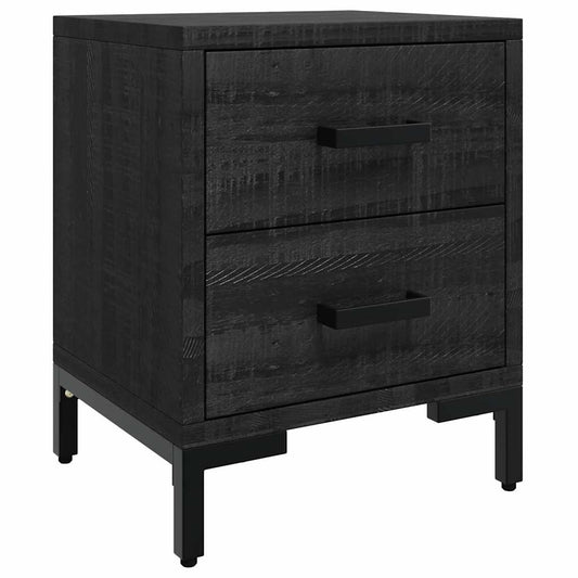 Bedside Cabinet Solid Pinewood Black 36 cm 45 cm