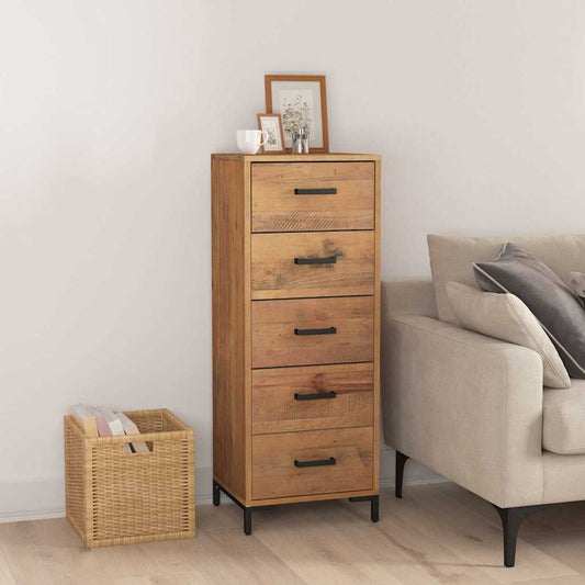 Chest of Drawers 42x35x110 cm Solid Pinewood Brown
