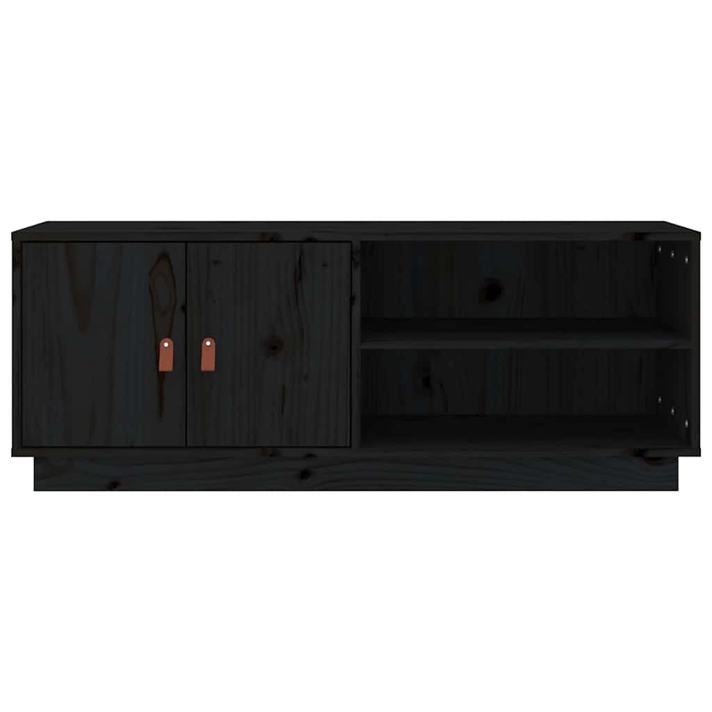 vidaXL TV Cabinet Black 105x34x40 cm Solid Wood Pine 6