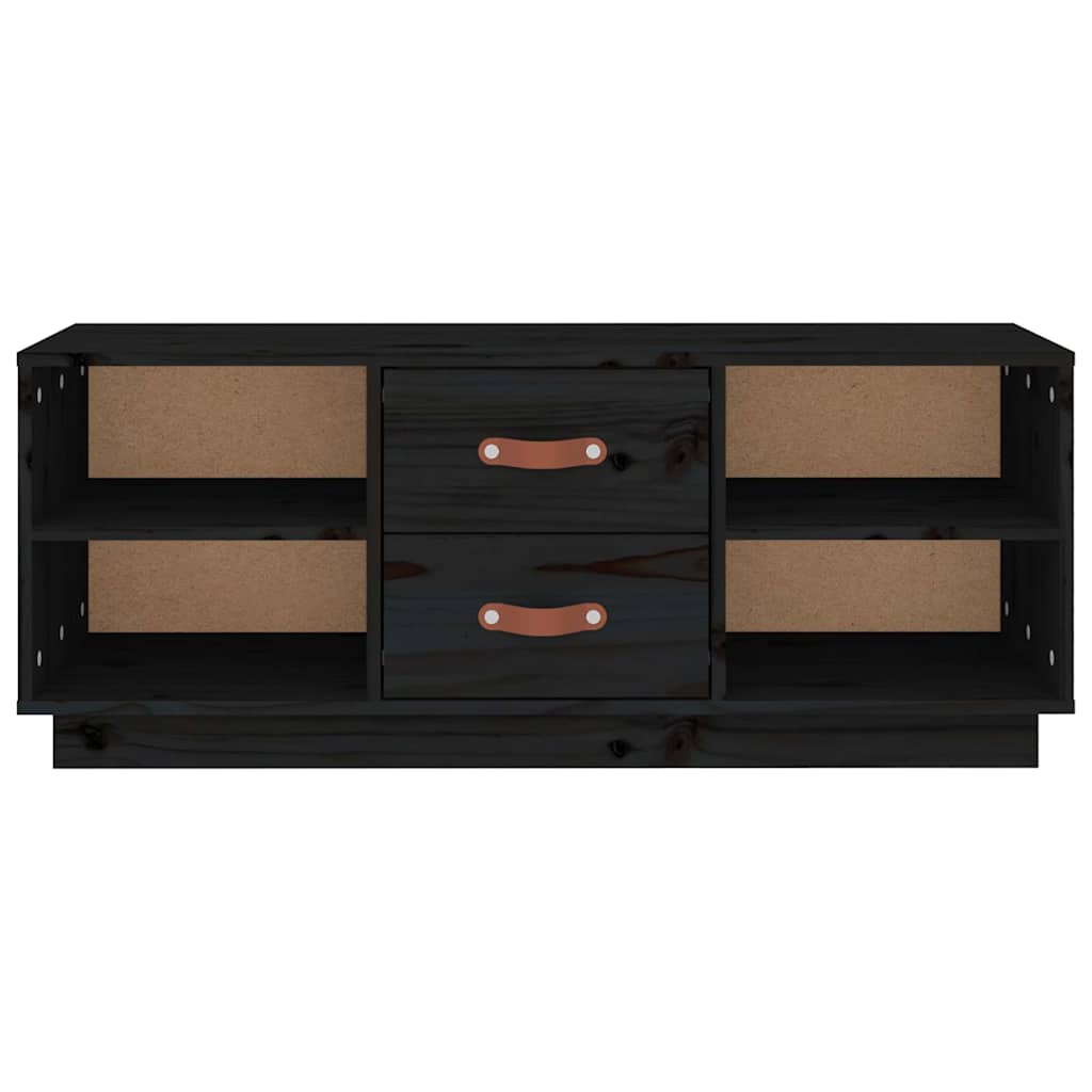 vidaXL TV Cabinet Black 100x34x40 cm Solid Wood Pine 6