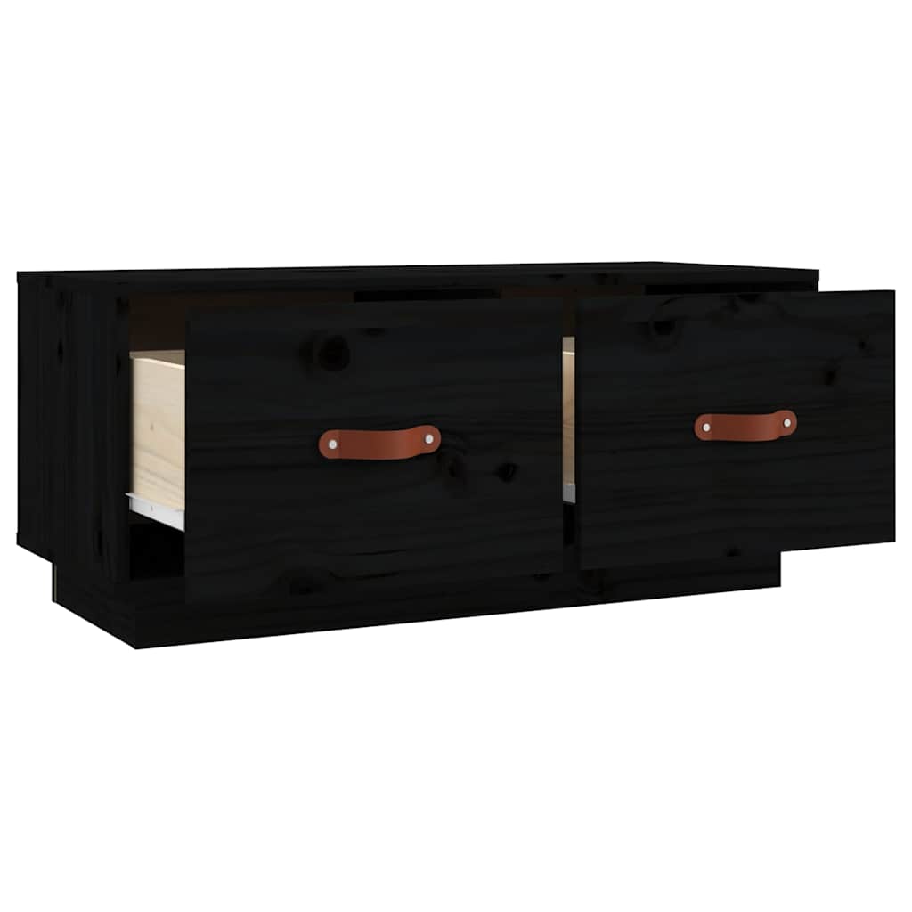 vidaXL TV Cabinet Black 80x34x35 cm Solid Wood Pine 6