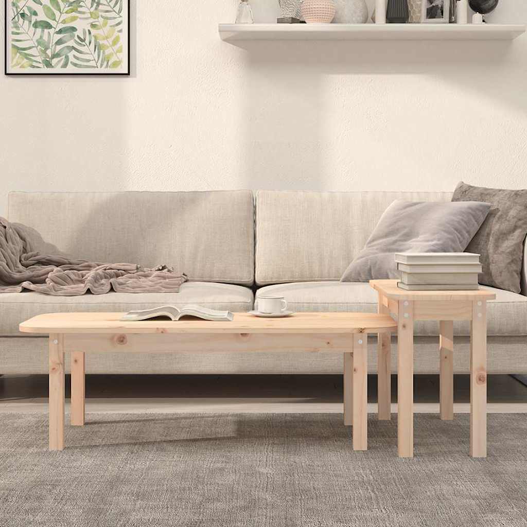 vidaXL 2 Piece Coffee Table Set Solid Wood Pine