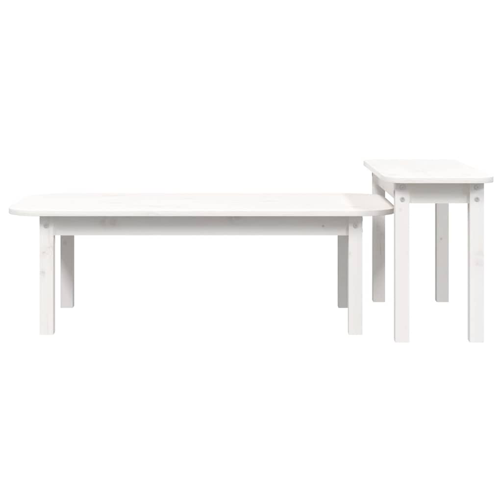 vidaXL 2 Piece Coffee Table Set White Solid Wood Pine 6