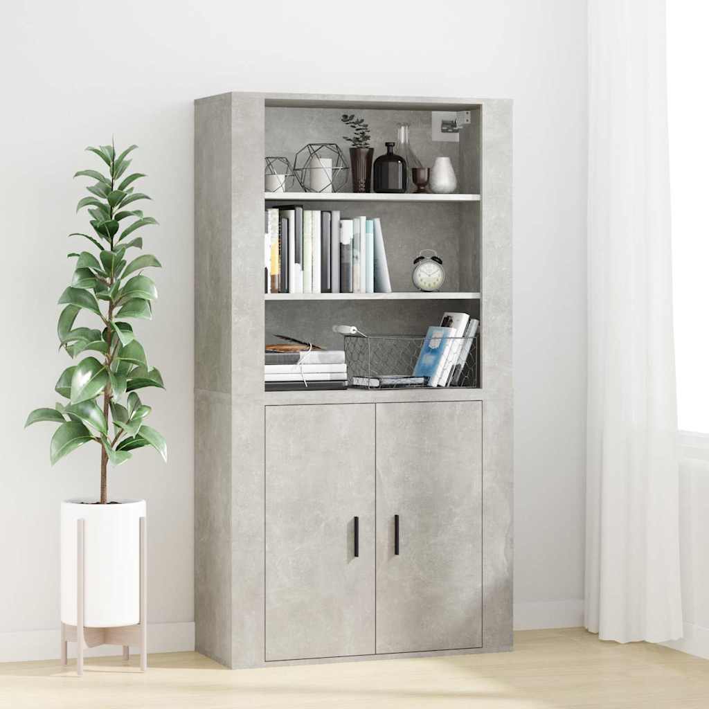 vidaXL Wall Cabinet Concrete Grey 80x33x80 cm Engineered Wood 6