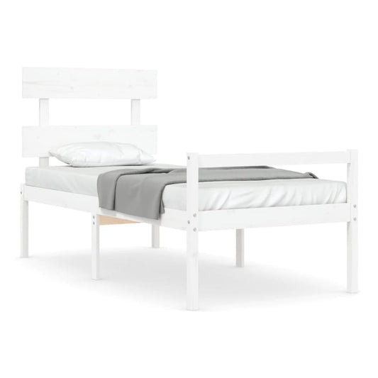 Senior Bed without Mattress Solid Wood High Length 190 cm White 90 cm
