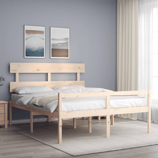 Senior Bed without Mattress Solid Wood High Length 200 cm Natural 160 cm
