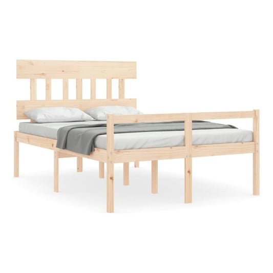 Senior Bed without Mattress Solid Wood High Length 200 cm Natural 120 cm