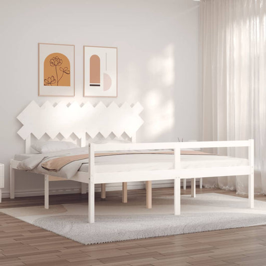 Senior Bed without Mattress Solid Wood Length 200 cm White 180 cm