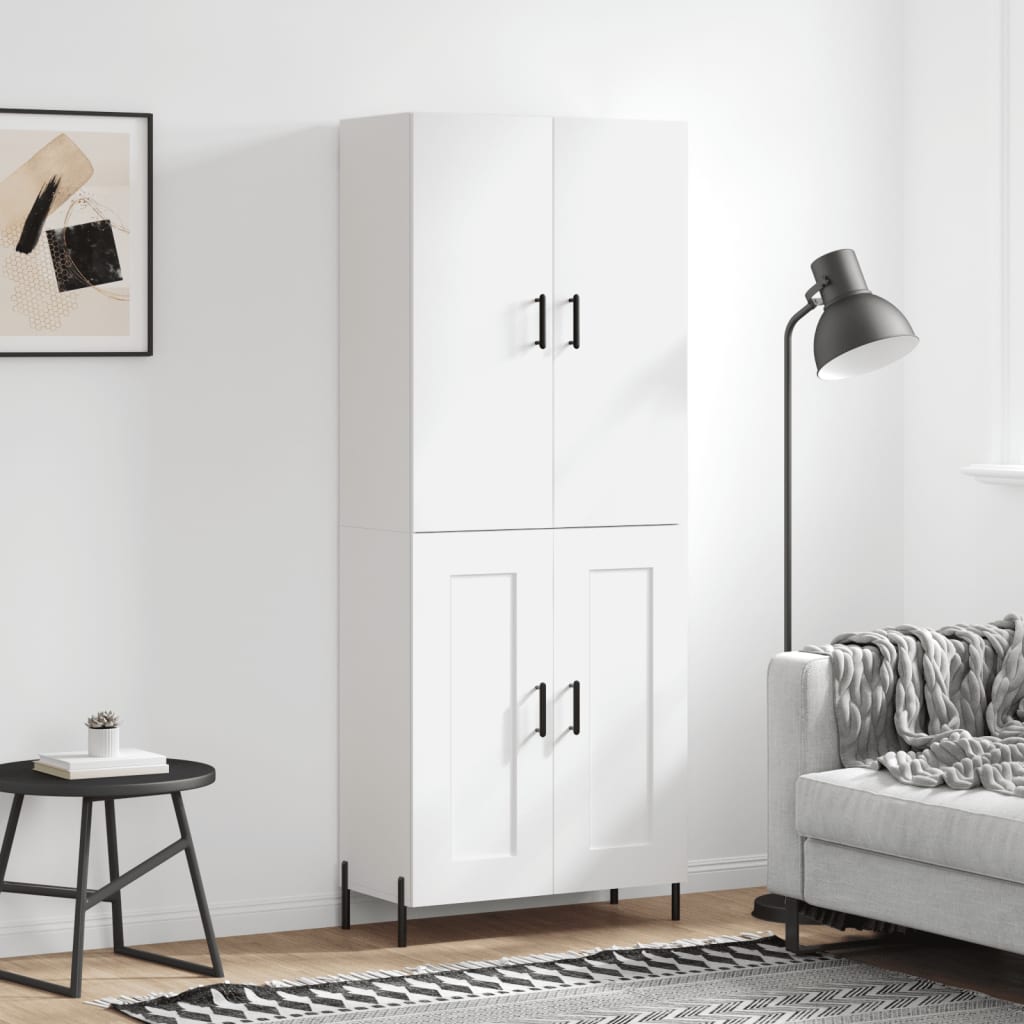 Highboard 69.5x34x180 cm Engineered Wood 2 Wood Doors White