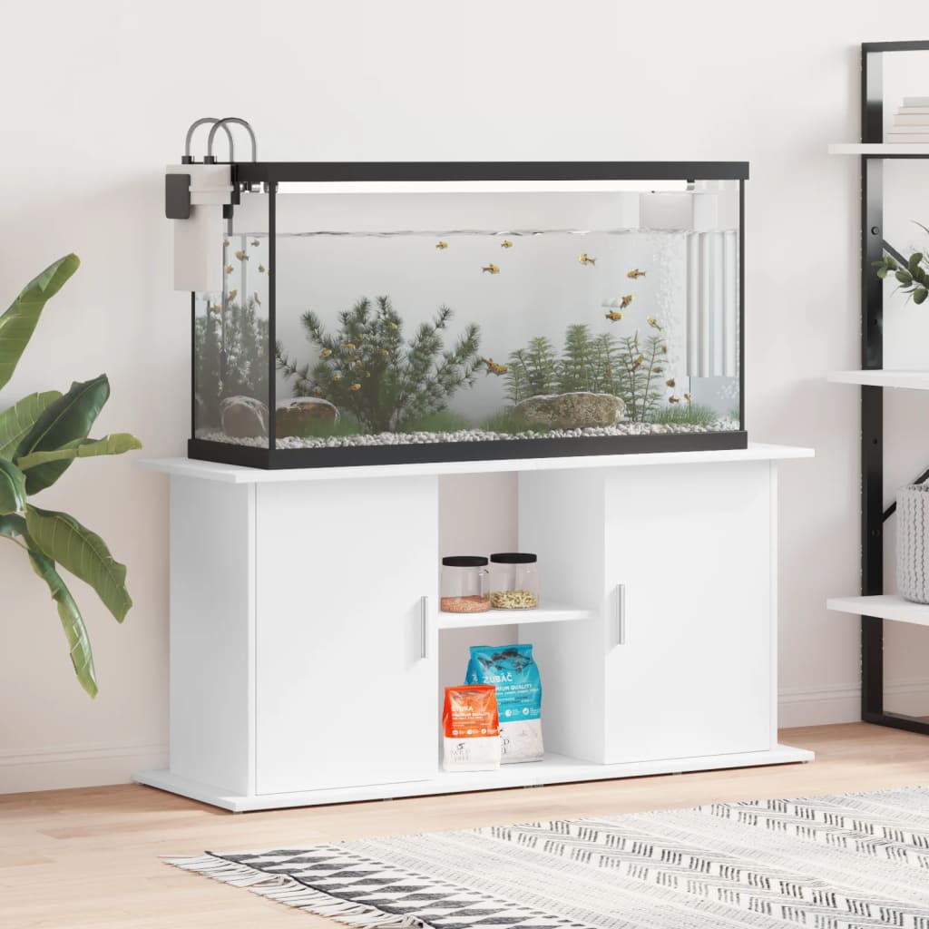 Aquarium Stand Engineered Wood Depth 41 cm White 121 cm
