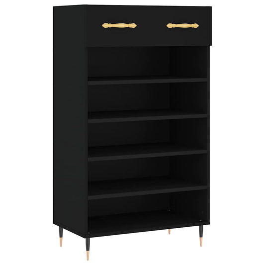 Shoe Cabinet 60x35x105 cm Engineered Wood Black