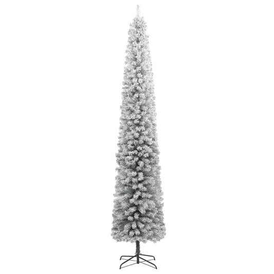vidaXL Slim Christmas Tree with Stand and Flocked Snow 300 cm PVC 2