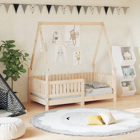 Kids Bed Frame Solid Wood Pine Natural 70 cm 140 cm
