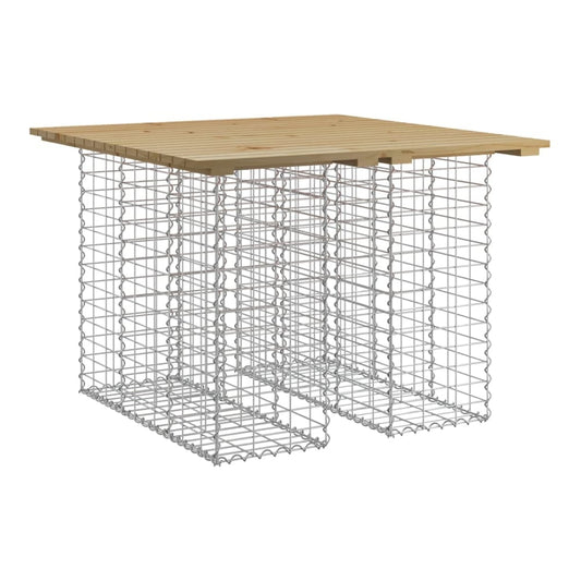 Garden Table Gabion Design Solid Wood Pine Dark brown 100 cm 102 cm