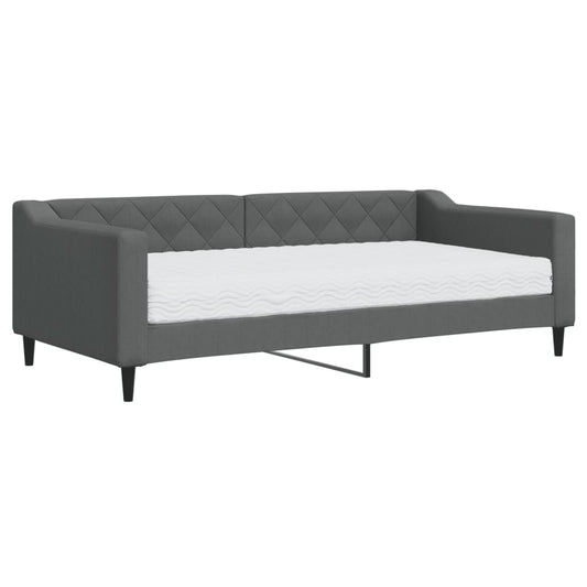 Day Bed 90x190 cm Fabric Dark grey With mattress