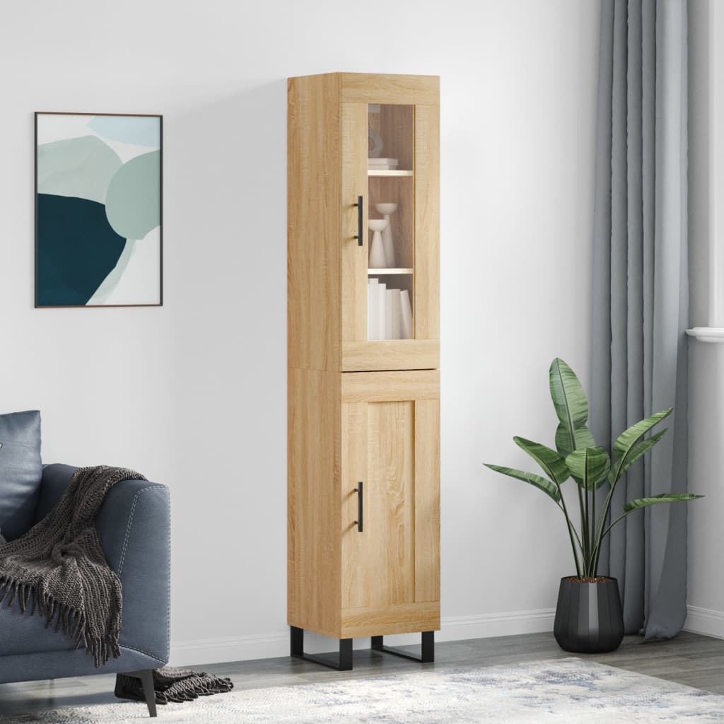 Highboard 34.5x34x180 cm Engineered Wood 1 Wood Door Sonoma oak