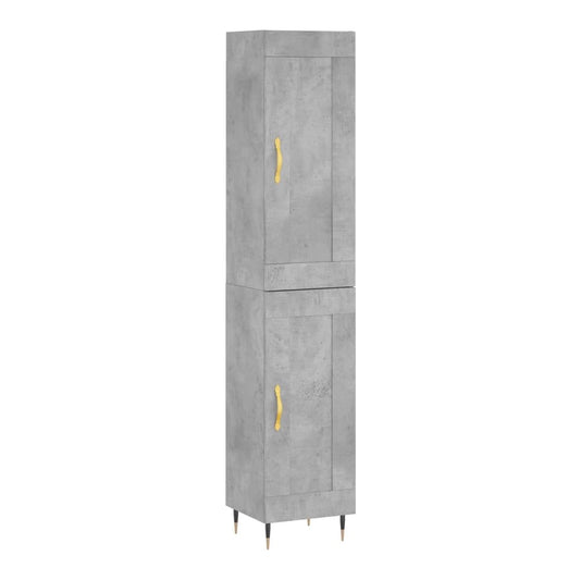 Highboard 34.5x34x180 cm Engineered Wood 1 Wood Door Concrete grey