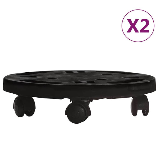 vidaXL Plant Trolleys with Wheels 2 pcs Diameter 30 cm Black 170 kg 2