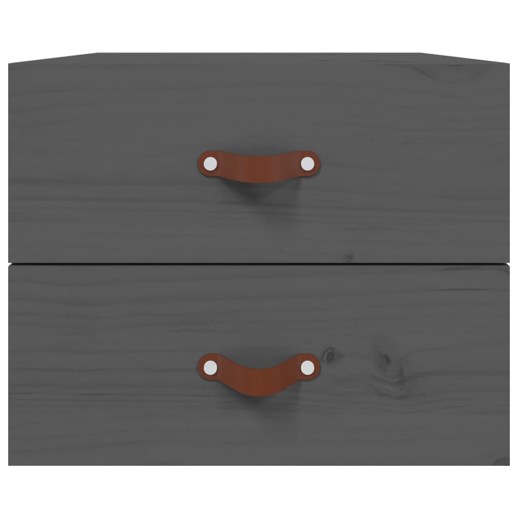 vidaXL Wall-mounted Bedside Cabinet | Set of 2 | Grey | Solid pinewood | Medium 6