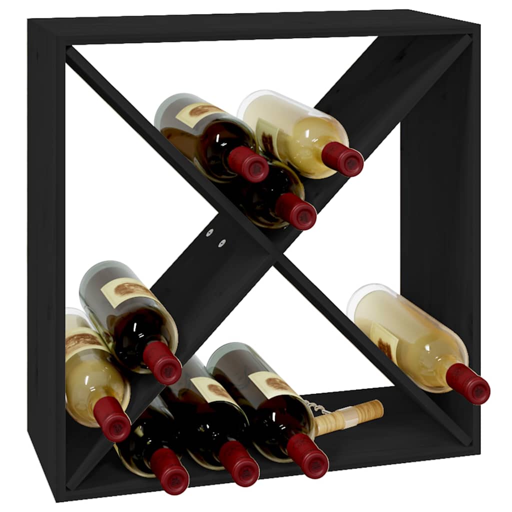 vidaXL Wine Cabinet Black 62x25x62 cm Solid Wood Pine 6