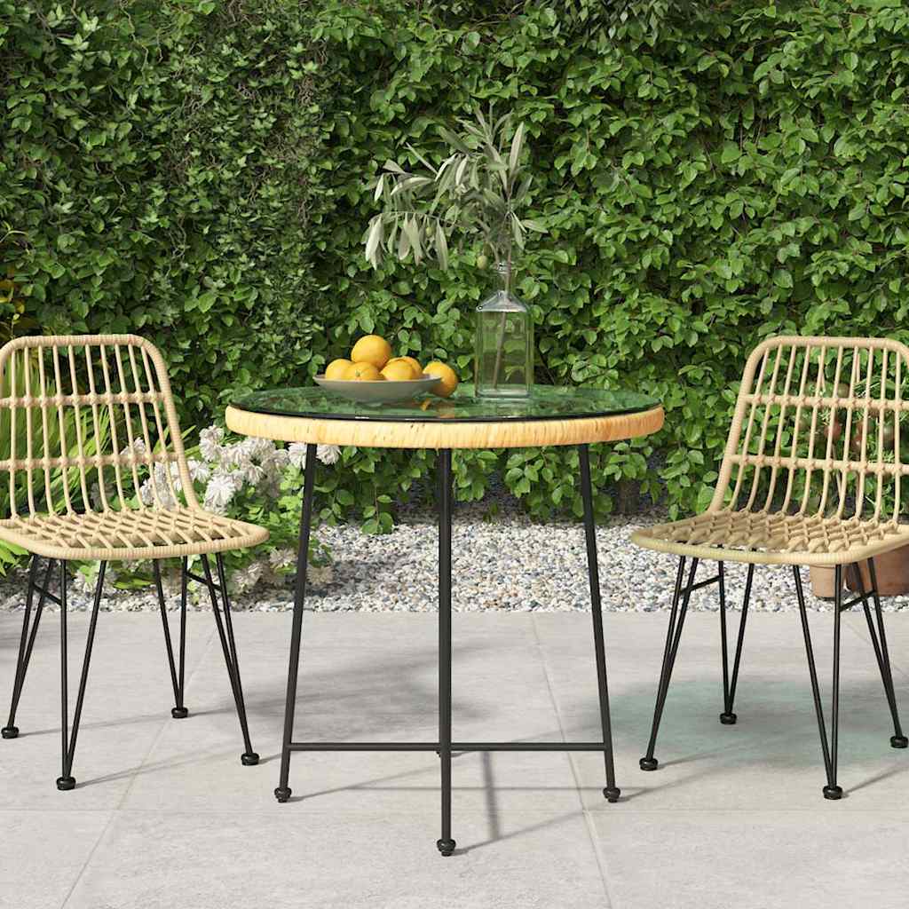 vidaXL Dining Table Ø50 Tempered Glass and Steel