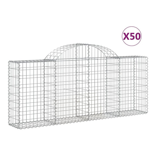 Arched Gabion Baskets Galvanised Iron 50 pcs 200 x 30 x 80/100 cm