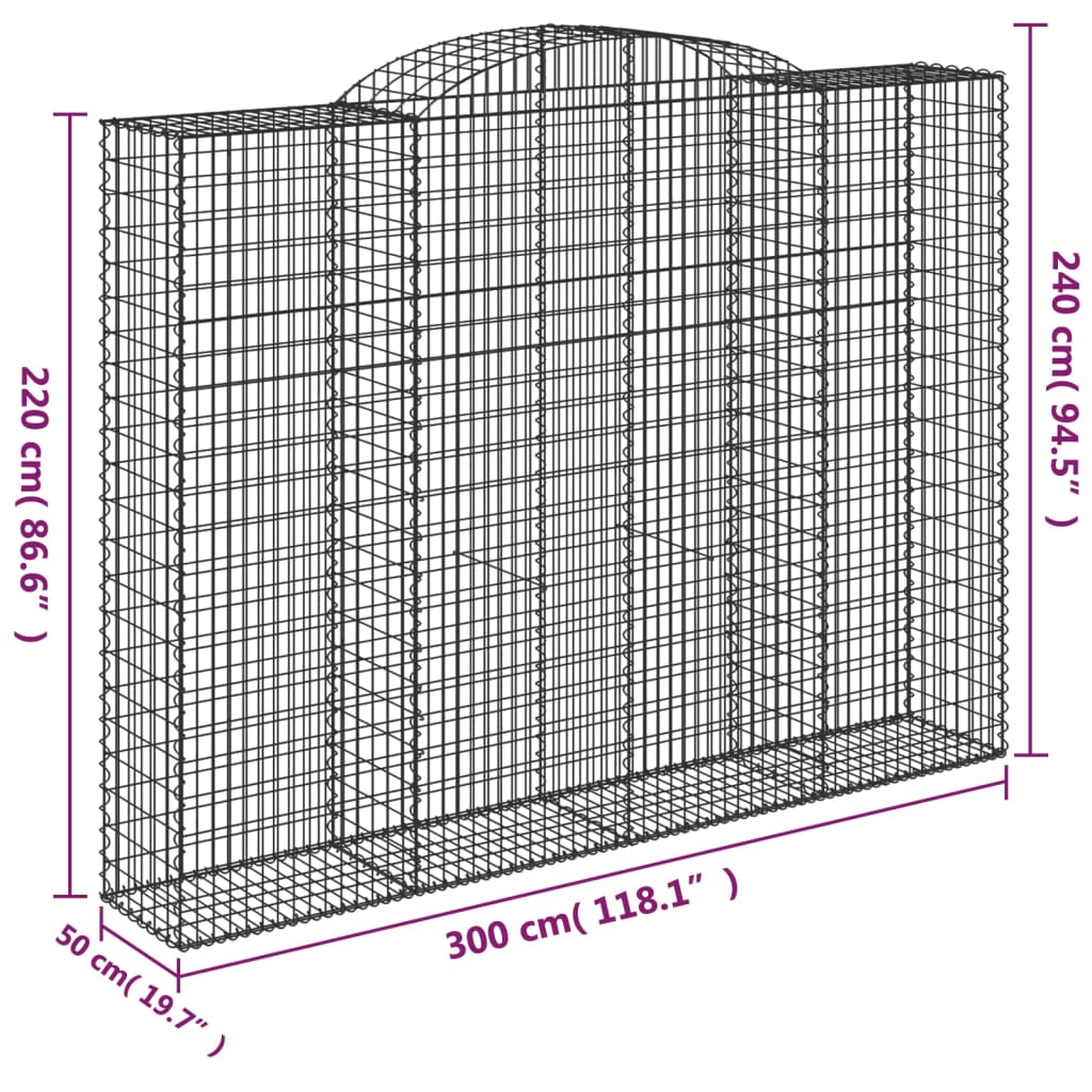 Arched Gabion Baskets Galvanised Iron
