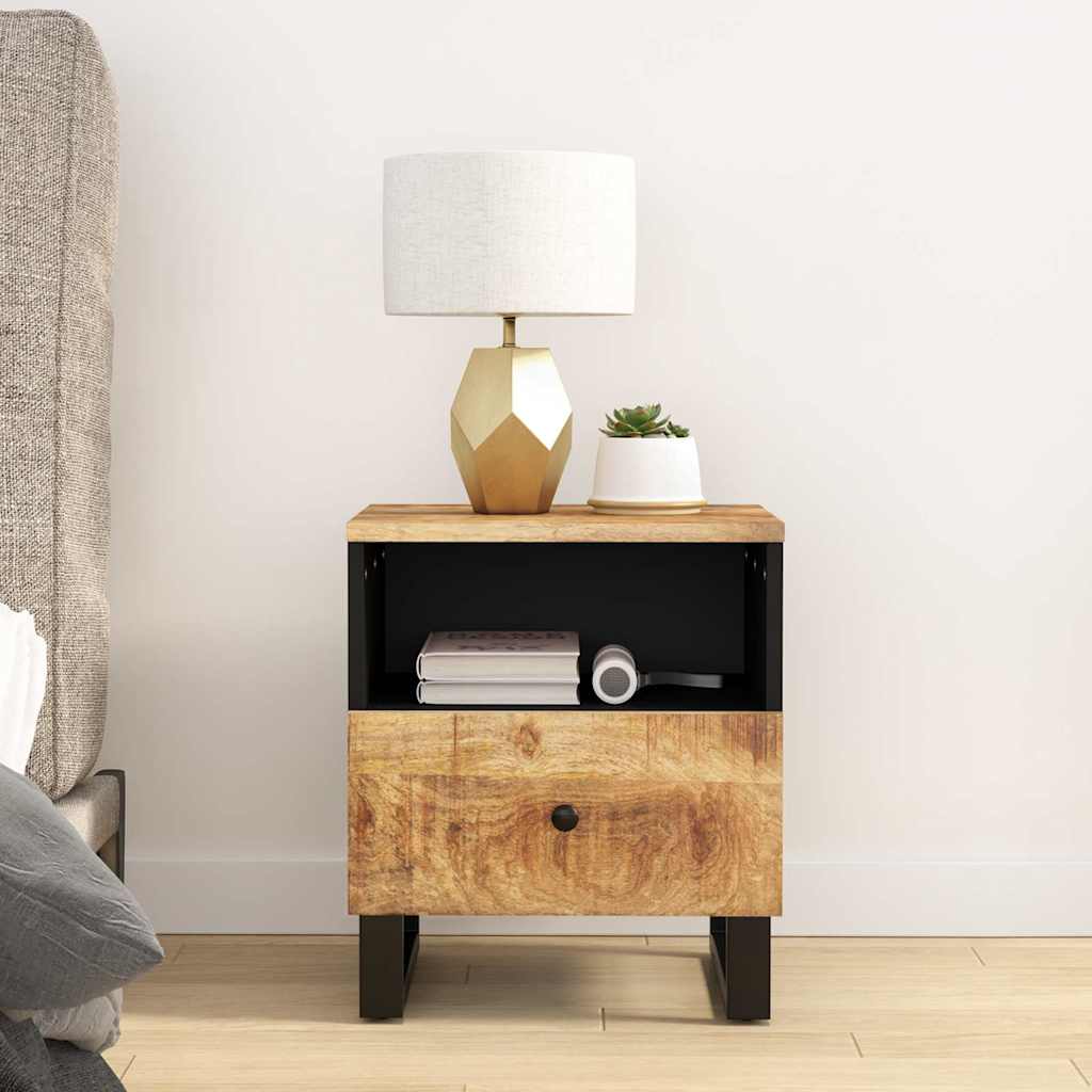 Bedside Cabinet Solid Wood Mango&Engineered Wood Light wood