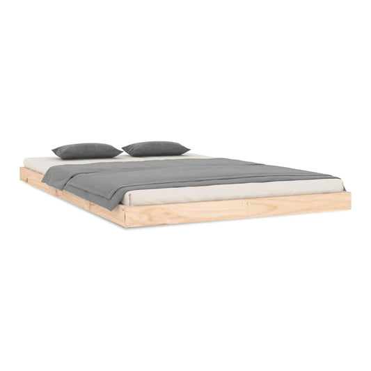 Bed Frame without Mattress Solid Wood Pine Length 200 cm Natural 120 cm