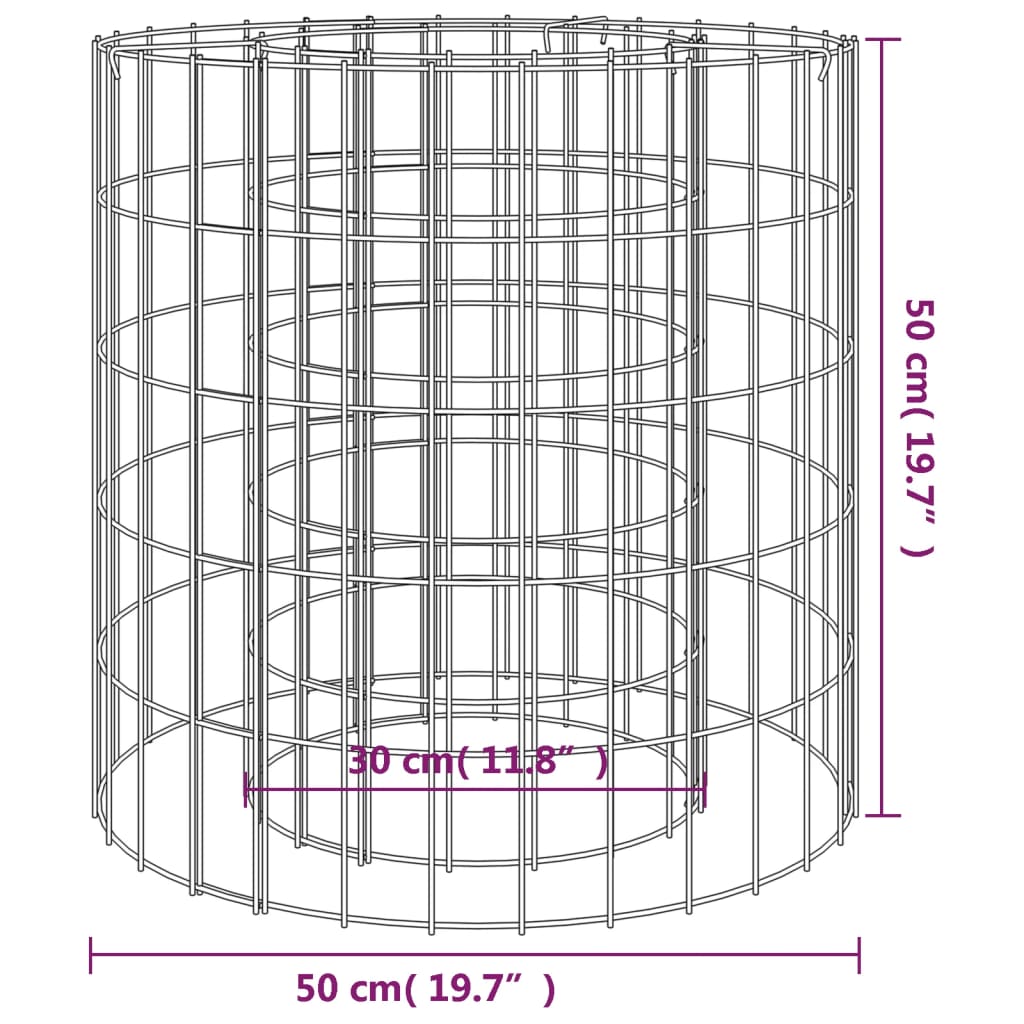 vidaXL Gabion Fire Pit Ø 50 cm Galvanised Iron 5