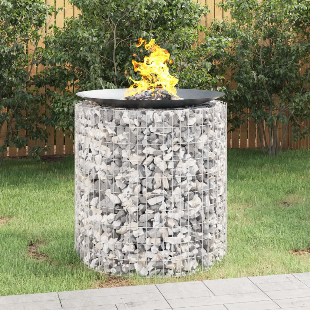 vidaXL Gabion Fire Pit Ø 50 cm Galvanised Iron