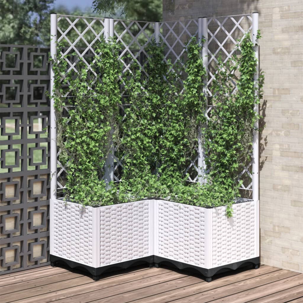 vidaXL Garden Planter with Trellis PP without Wheels Height 136 cm Width 80 cm