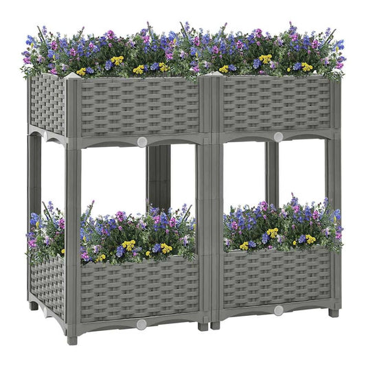 Raised Bed Polypropylene without wheels Light grey 80 x 40 x 71 cm