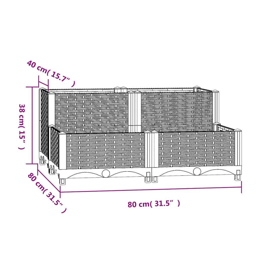 vidaXL Raised Bed 80x80x38 cm Polypropylene 6
