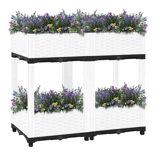 Raised Bed Polypropylene without wheels White 80 x 40 x 71 cm