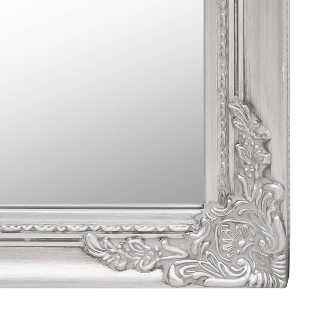 vidaXL Free-standing Mirror | Silver | Glass, eucalyptus wood, engineered wood 6