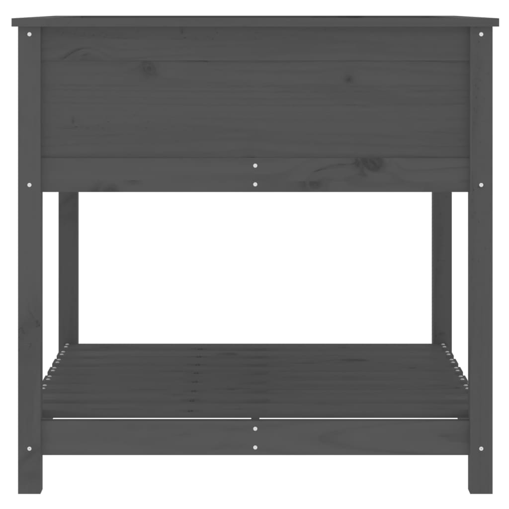 vidaXL Planter with Shelf Grey 82.5x82.5x81 cm Solid Wood Pine 6