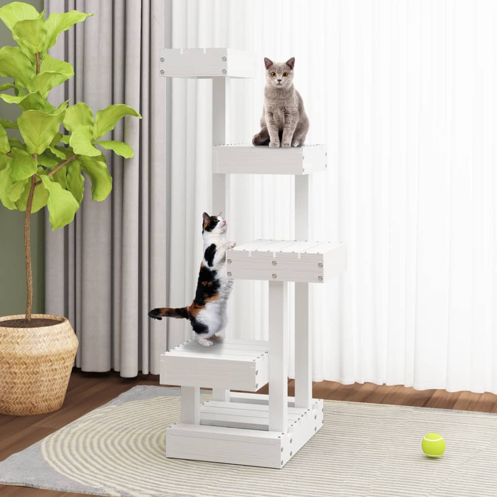 Cat Tree 45,5x49x103 cm Solid Wood Pine White